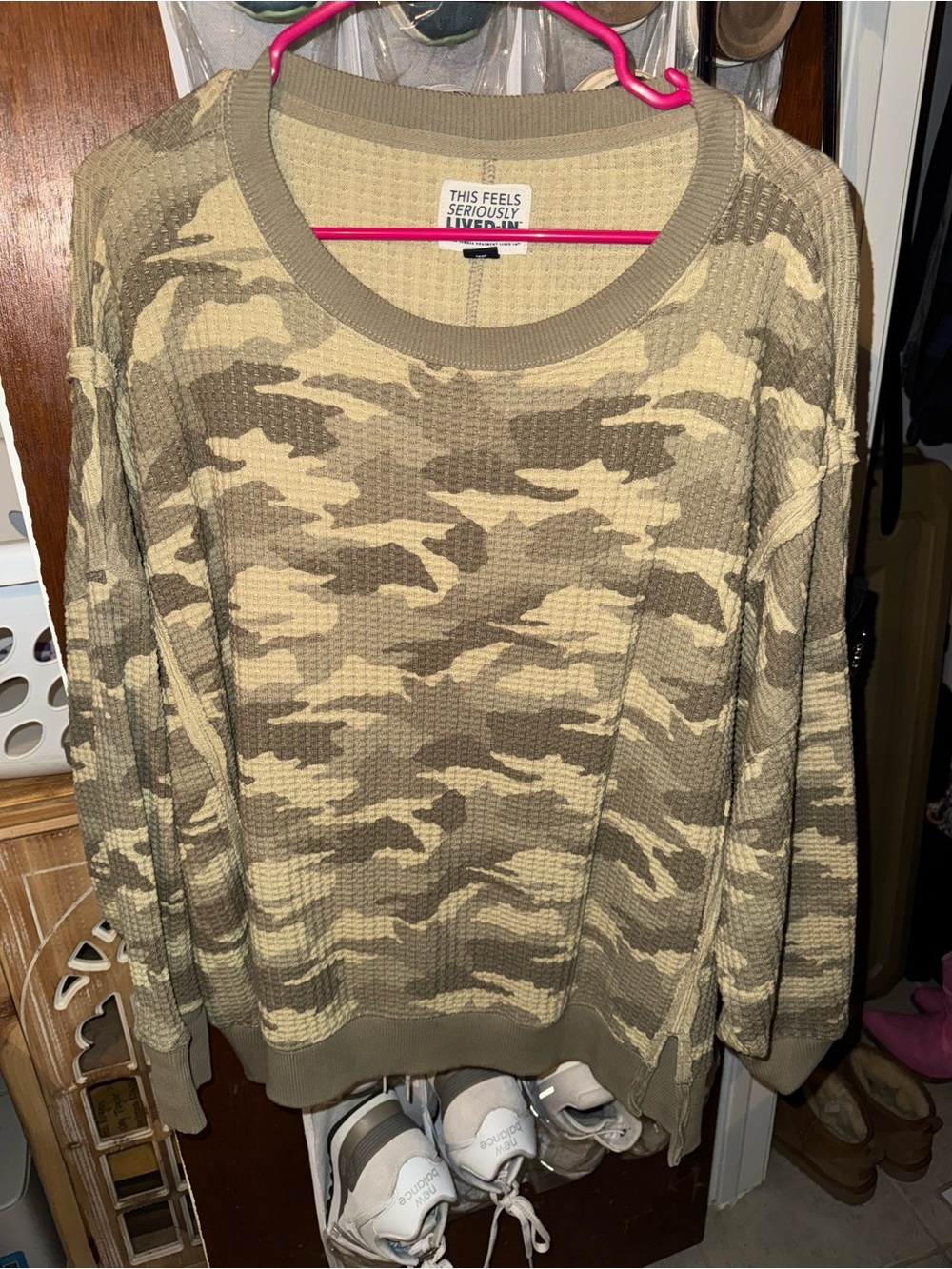American Eagle Camo Waffle-Knit Sweater